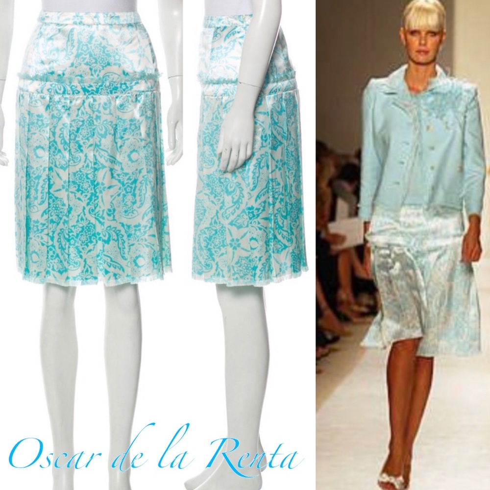 🚫SOLD🚫 Oscar de la Renta Paisley Print Silk Skirt 10 EUC